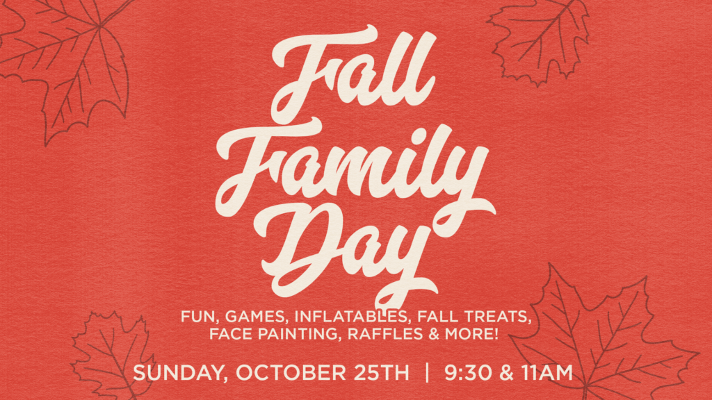 Bay Chapel Fall Family Day on Sunday, October 26, featuring food, inflatables, face painting, raffles and family fun in Wesley Chapel, Florida.